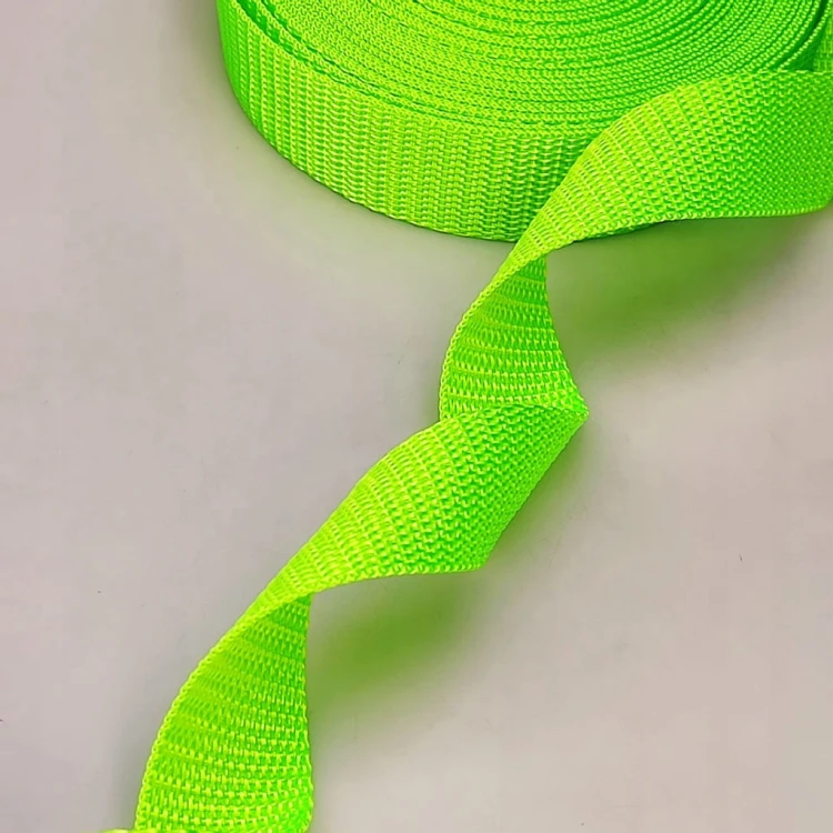 Taśma nośna MOCNA poliestrowa 20 mm / 1,1 mm zielony neon 50 metrów (1001)