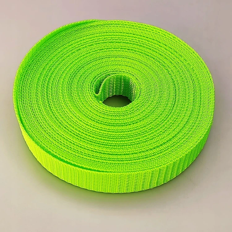 Taśma nośna MOCNA poliestrowa 20 mm / 1,1 mm zielony neon 50 metrów (1001)