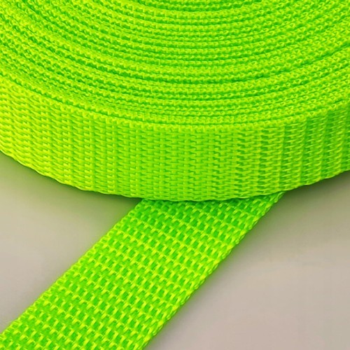 Taśma nośna MOCNA poliestrowa 20 mm / 1,1 mm zielony neon 1 metr (1001)