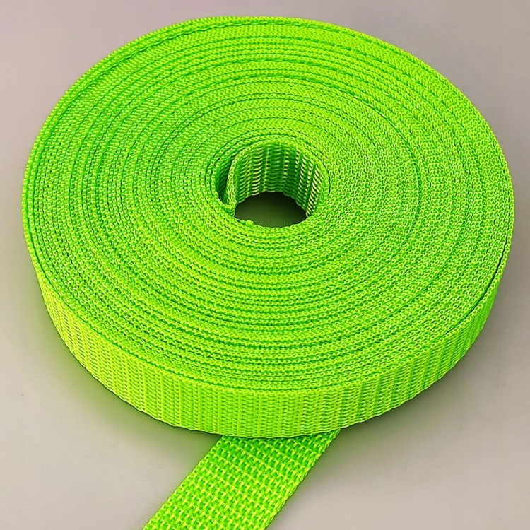 Taśma nośna MOCNA poliestrowa 20 mm / 1,1 mm zielony neon 1 metr (1001)