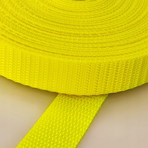 Taśma nośna MOCNA poliestrowa 20 mm / 1,1 mm żółty neon 10 metrów (1005)