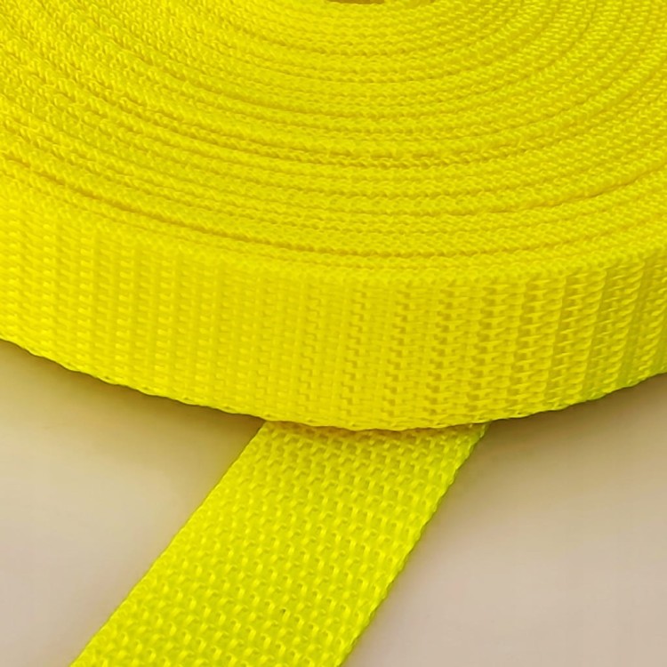 Taśma nośna MOCNA poliestrowa 20 mm / 1,1 mm żółty neon 10 metrów (1005)