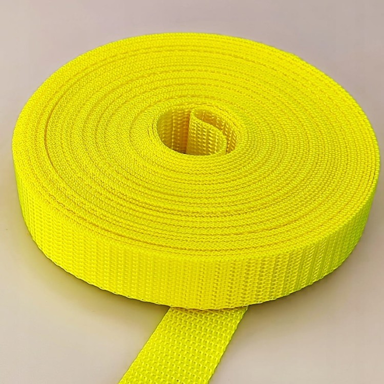 Taśma nośna MOCNA poliestrowa 20 mm / 1,1 mm żółty neon 10 metrów (1005)