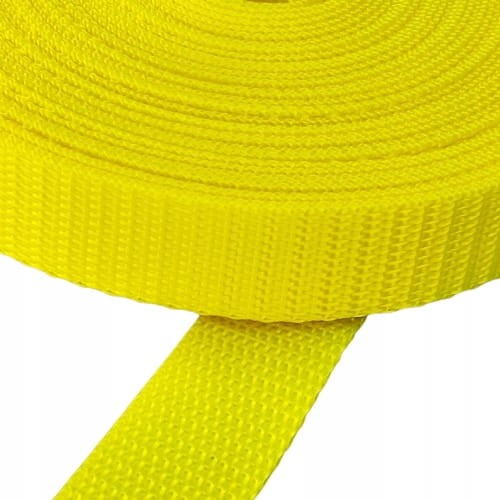 Taśma nośna MOCNA poliestrowa 20 mm / 1,1 mm żółty neon 1 metr (1005)