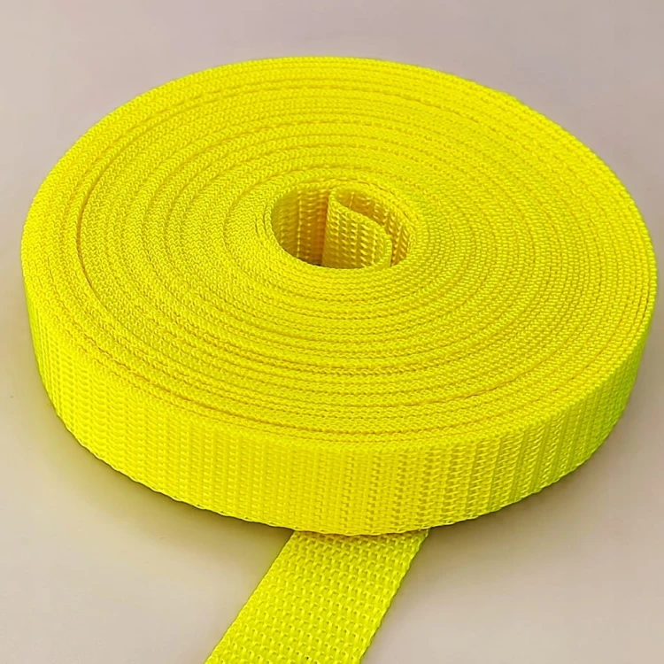 Taśma nośna MOCNA poliestrowa 20 mm / 1,1 mm żółty neon 1 metr (1005)