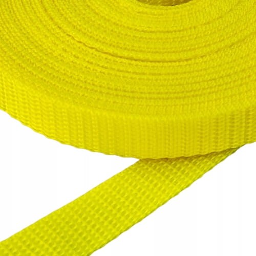 Taśma nośna MOCNA poliestrowa 15 mm / 1,1 mm żółty neon 1 metr (1005)