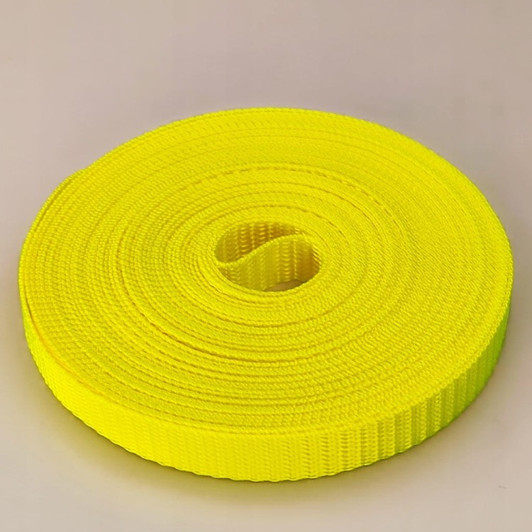 Taśma nośna MOCNA poliestrowa 15 mm / 1,1 mm żółty neon 1 metr (1005)
