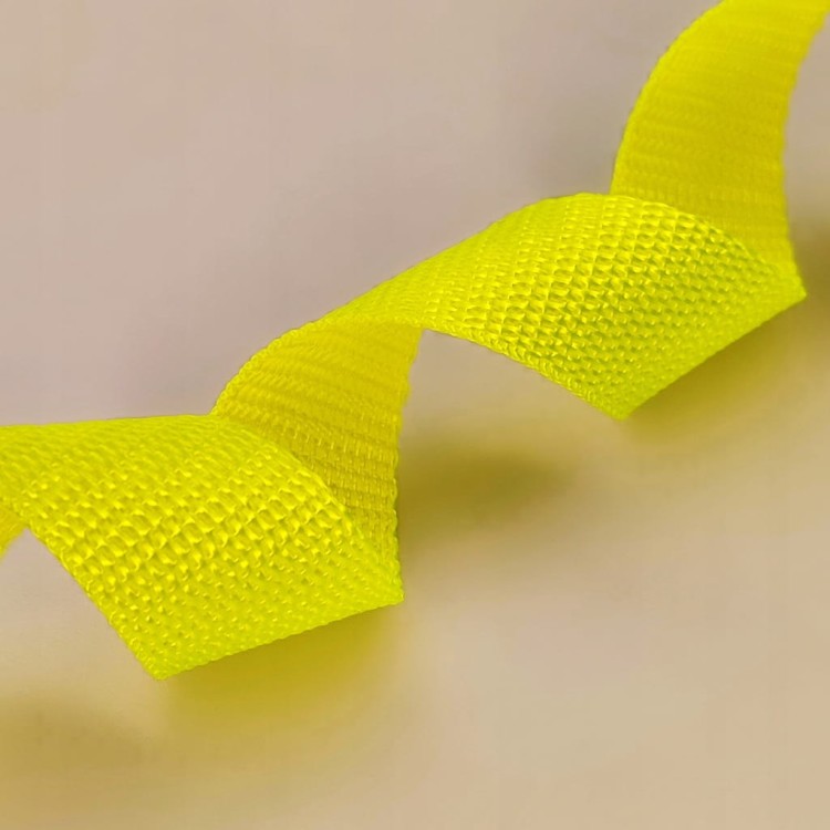 Taśma nośna MOCNA poliestrowa 15 mm / 1,1 mm żółty neon 1 metr (1005)