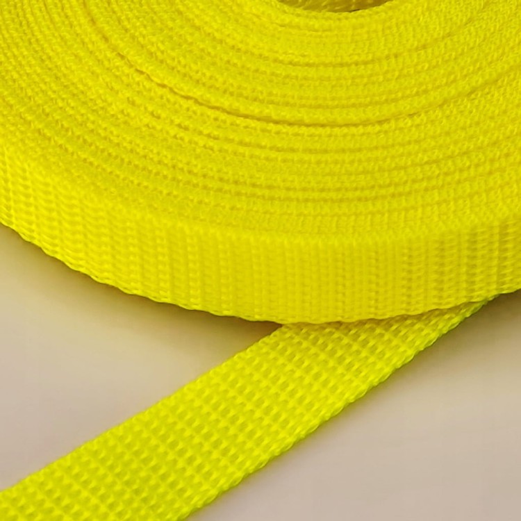 Taśma nośna MOCNA poliestrowa 15 mm / 1,1 mm żółty neon 50 metrów (1005)
