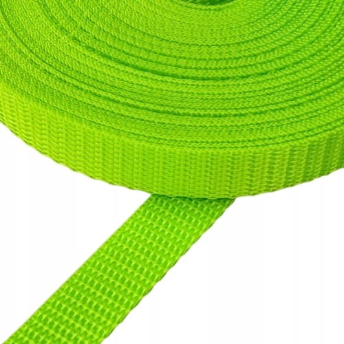 Taśma nośna MOCNA poliestrowa 15 mm / 1,1 mm zielony neon 50 metrów (1001)