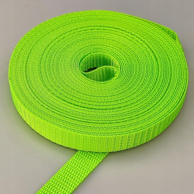Taśma nośna MOCNA poliestrowa 15 mm / 1,1 mm zielony neon 50 metrów (1001)