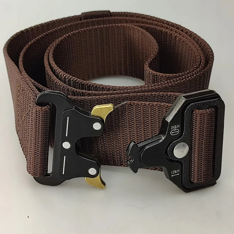 Pasek parciany mocny do spodni survival 120 cm brązowy