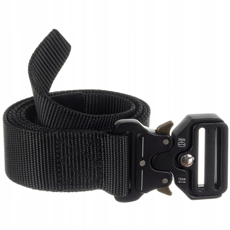Pasek parciany mocny do spodni survival 120 cm czarny