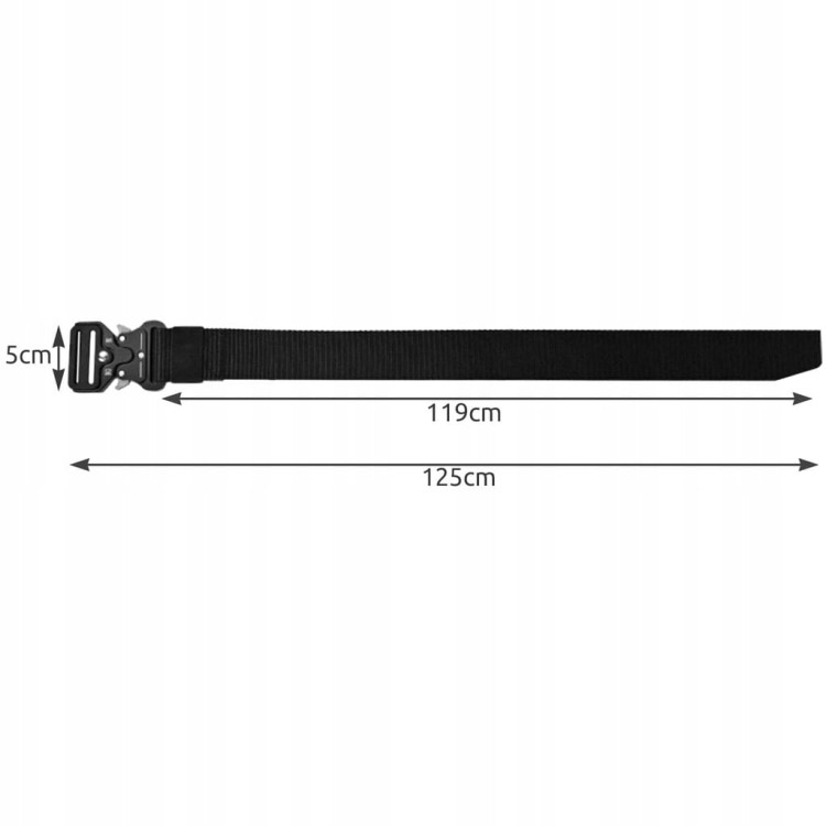 Pasek parciany mocny do spodni survival 120 cm czarny