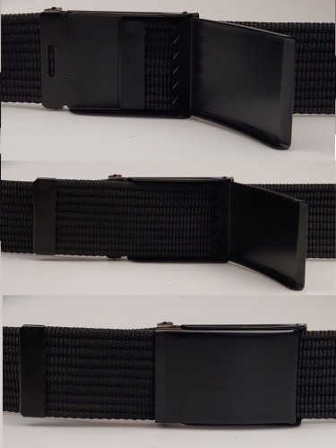 Pas pasek parciany do spodni szortów czarny z klamrą metalową czarną 125 cm