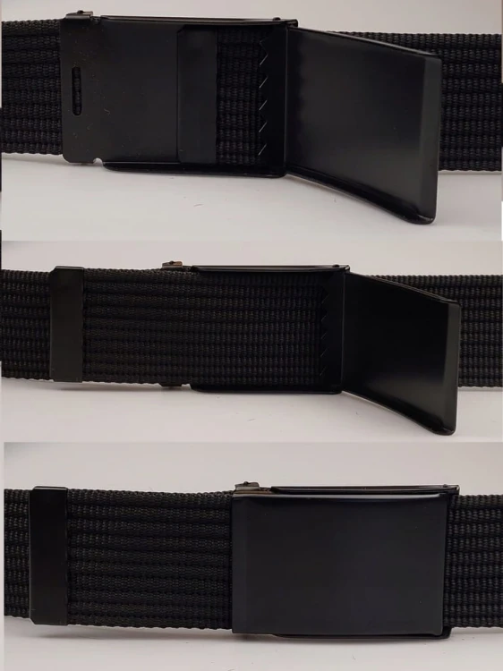 Pas pasek parciany do spodni szortów czarny z klamrą metalową czarną 125 cm