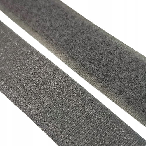 Taśma rzep haczyk + pętelka 25 mm komplet 1 metr ciemno szara