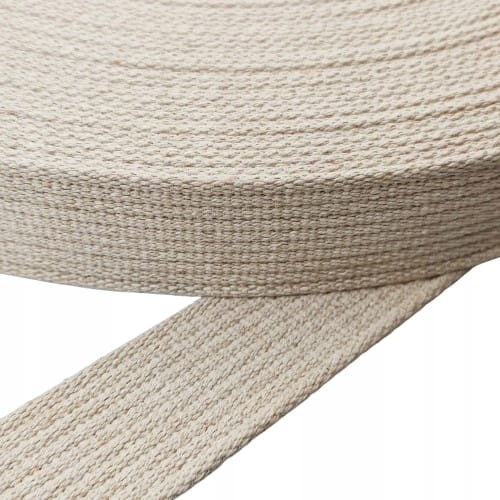 Taśma mocna parciana bawełniana do pasków toreb 40 mm / 3 beżowa 100 cm