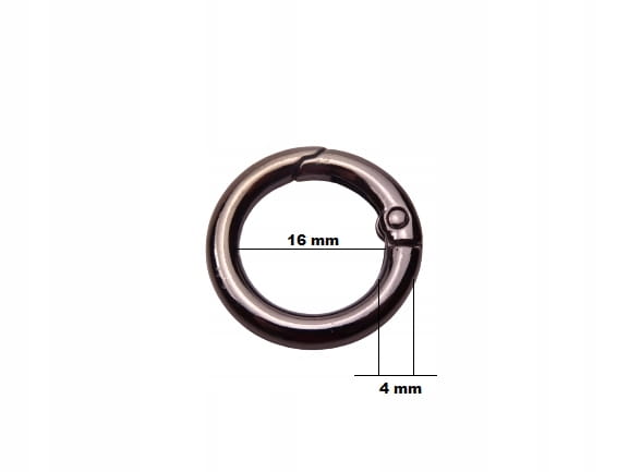 Kółko metalowe otwierane 16 / 4 mm szekla czarny nikiel