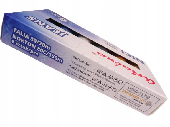 Zestaw nici ARIADNA Jeans talia nokton MOCNE 6 sztuk
