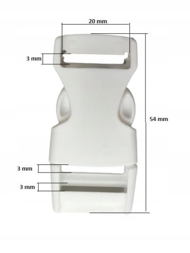 Klamra zatrzaskowa plastikowa 20 mm do paska 1 sztuka biały