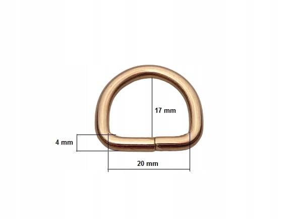 Półkole metalowe kaletnicze 20 / 17 / 4 mm złoty 10 sztuk