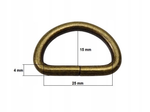 Półkole metalowe kaletnicze 25 / 15 / 4 mm 10 sztuk stare złoto