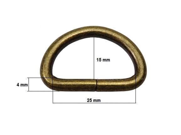 Półkole metalowe kaletnicze 25 / 15 / 4 mm 10 sztuk stare złoto