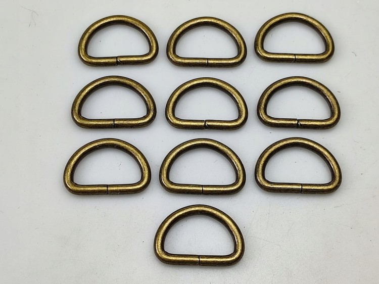 Półkole metalowe kaletnicze 25 / 15 / 4 mm 10 sztuk stare złoto