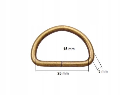 Półkole kaletnicze 25 / 15 / 3 mm stare złoto 10 szt