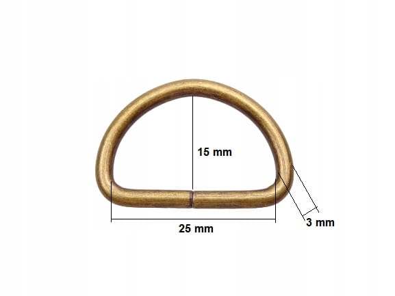 Półkole kaletnicze 25 / 15 / 3 mm stare złoto 10 szt