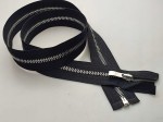 Zamek suwak metalowy rozdzielczy # 5 czarno - srebrny wybłyszczany 75 cm