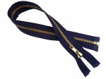 Zamek suwak metalowy rozdzielczy # 5 granatowy - złoty 45 cm