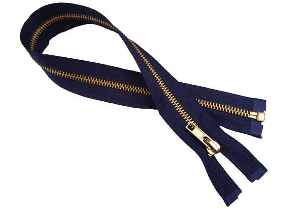 Zamek suwak metalowy rozdzielczy # 5 granatowy - złoty 45 cm