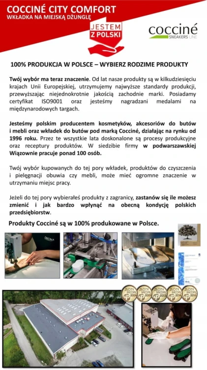 Wkładki Coccine City Comfort antybakteryjne pamięć kształtu 36 -39