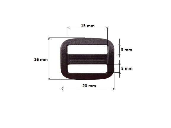 Ramka regulator plastikowy 15 mm 1 sztuka czarny