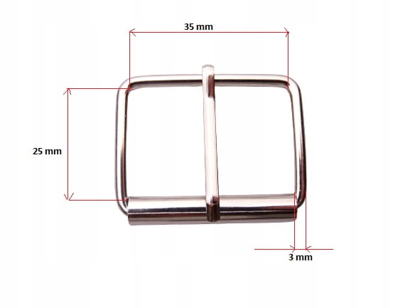 Klamra metalowa rymarska do paska 35 / 25 / 3 mm nikiel 10 sztuk (8)