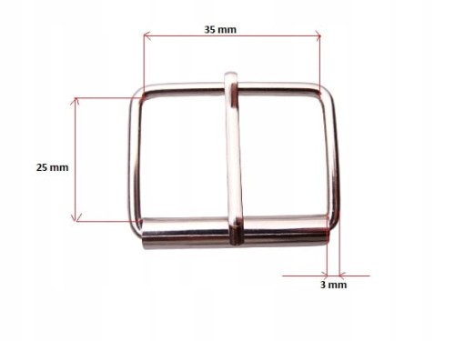 Klamra metalowa rymarska do paska 35 / 25 / 3 mm NIKIEL 1 sztuka (8)