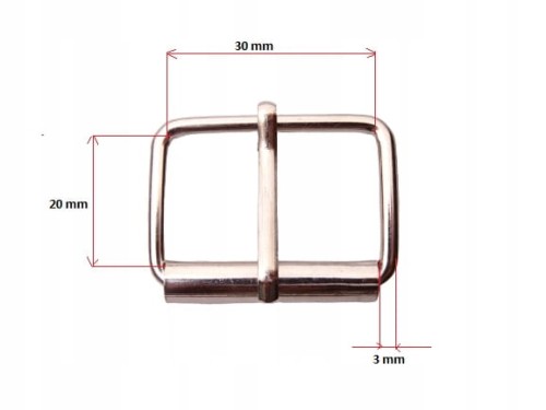 Klamra metalowa rymarska do paska 30 / 20 / 3 mm nikiel 1 sztuka (6)