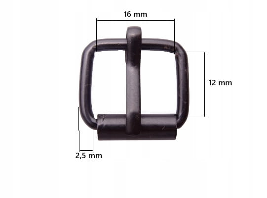Klamra rymarska z rolką jednozaczepowa 16 / 12 / 2,5 mm czarna 10 sztuk (1)