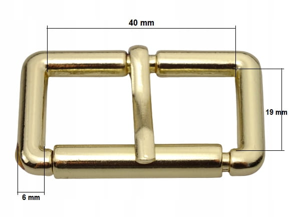 Klamra metalowa rymarska do paska odlew 40 / 19 / 6 mm złota 1 sztuka (12)