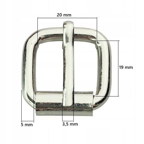 Klamra metalowa rymarska do paska 20 / 19 / 5 mm srebrna 1 sztuka (3)