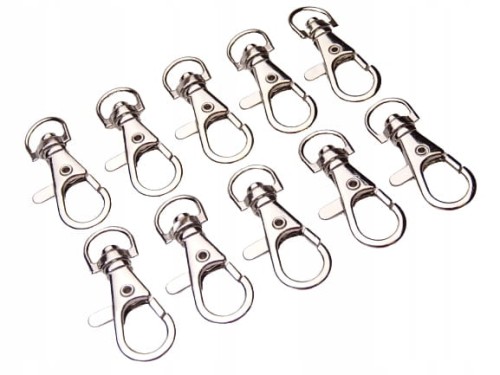 Karabińczyk kaletniczy rybka 10 mm srebrny 10 sztuk (1)