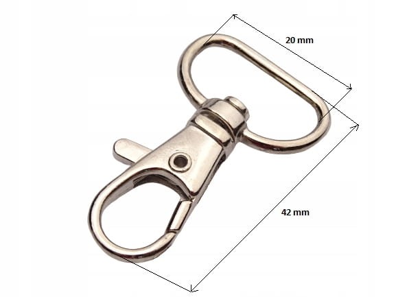 Karabińczyk metalowy kaletniczy ryba 20 mm srebrny 10 sztuk (5)