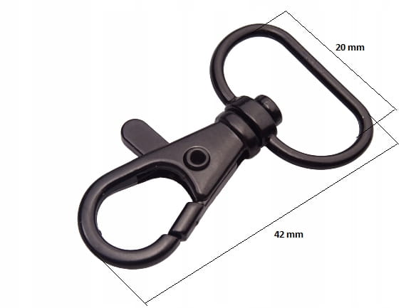 Karabińczyk kaletniczy ryba 20 mm czarny mat 10 sztuk (33)