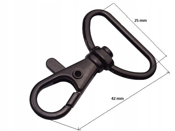 Karabińczyk kaletniczy ryba 25 mm czarny mat 10 sztuk (34)