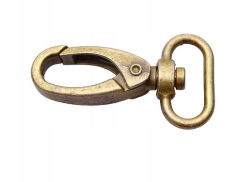 Karabińczyk metalowy kaletniczy 25 / 59 mm stare złoto (63)