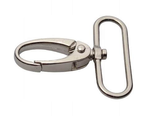 Karabińczyk metalowy kaletniczy 38 mm do paska srebrny (23)