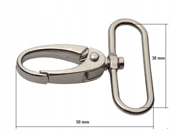Karabińczyk metalowy kaletniczy 38 mm do paska srebrny (23)
