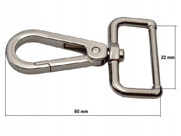 Karabińczyk metalowy do paska 32 / 60 mm srebrny (77)